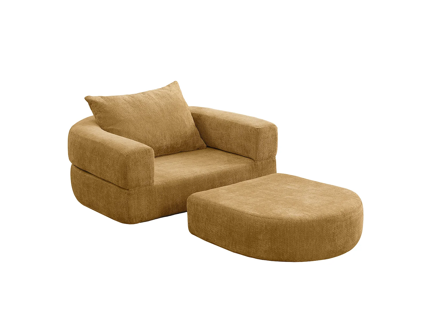 Sillón convertible en chenilla amarilla - Estilo minimalista, no requiere montaje