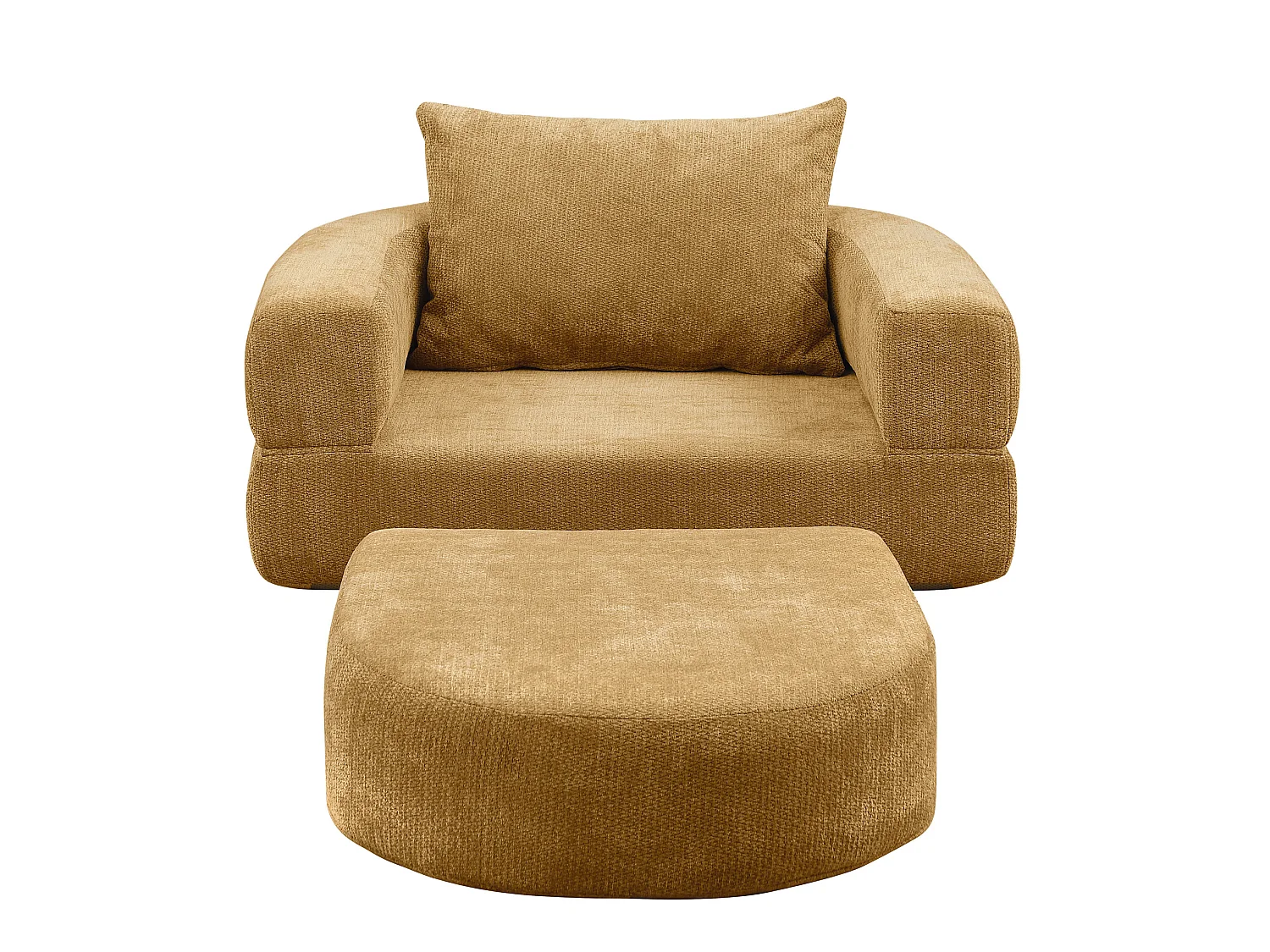 Sillón convertible en chenilla amarilla - Estilo minimalista, no requiere montaje
