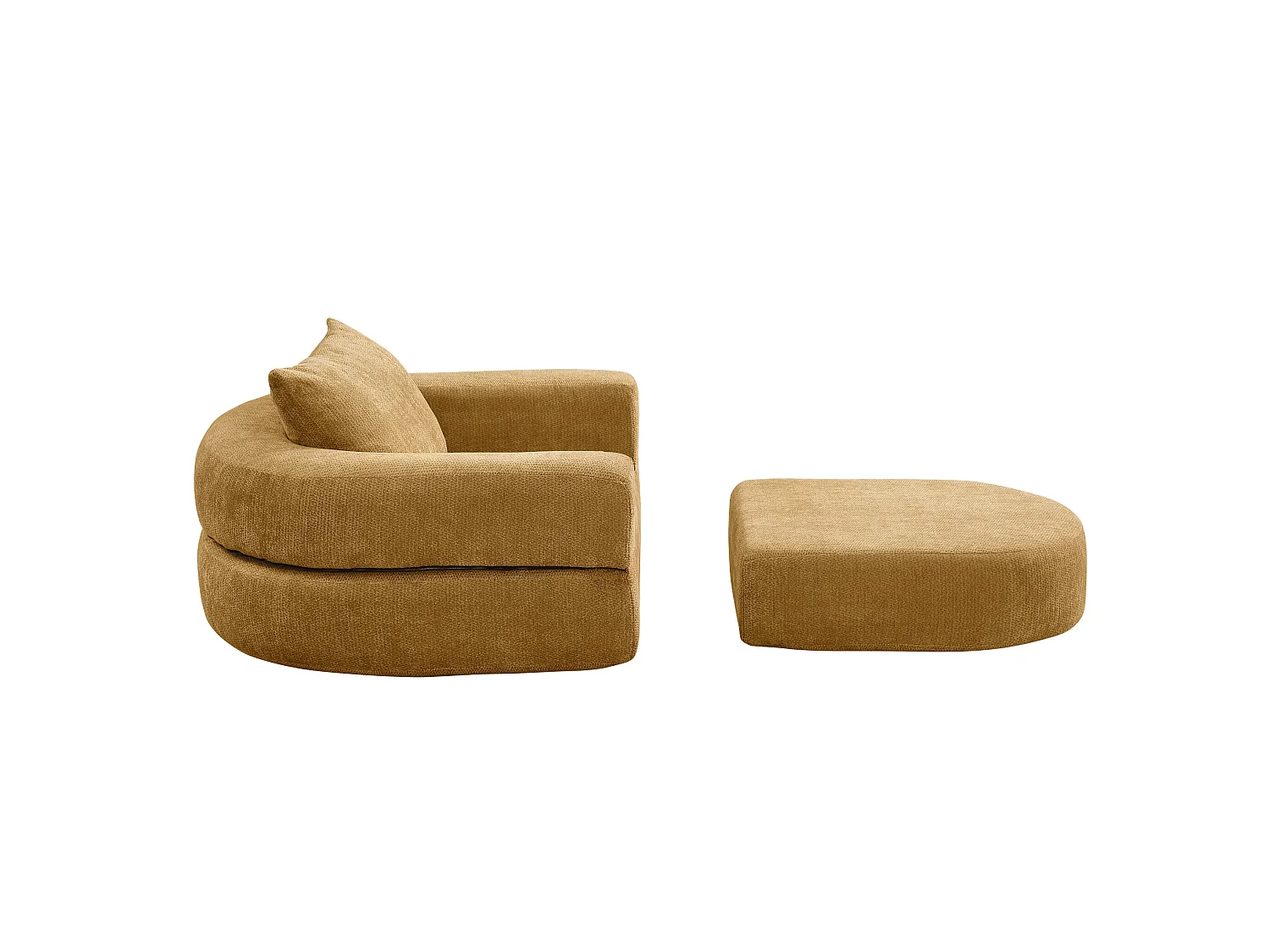 Sillón convertible en chenilla amarilla - Estilo minimalista, no requiere montaje