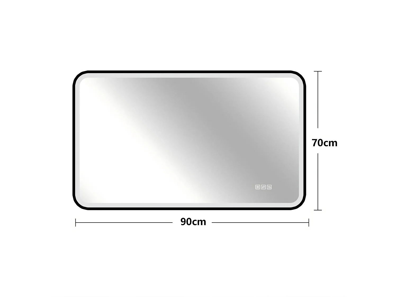Miroir de salle de bain LED 70×90 cm avec cadre en aluminium noir - Antibuée et 3 teintes d'éclairage