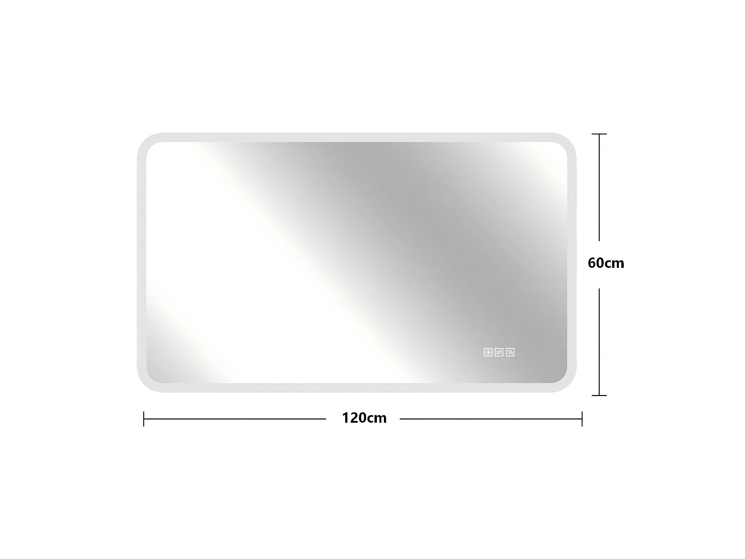 Miroir de salle de bain LED 60 × 120 cm avec bordure en verre dépoli - Antibuée et 3 couleurs d'éclairage