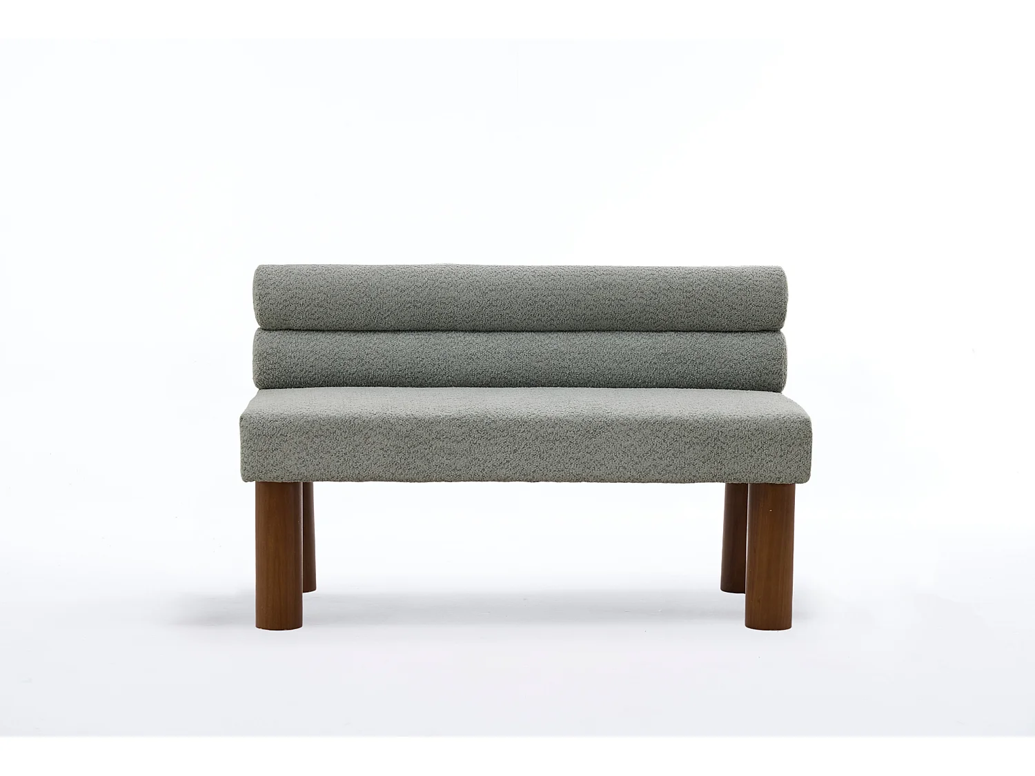Banc 116 x 59 x 72 cm en tissu bouclé vert sauge avec cadre en bois