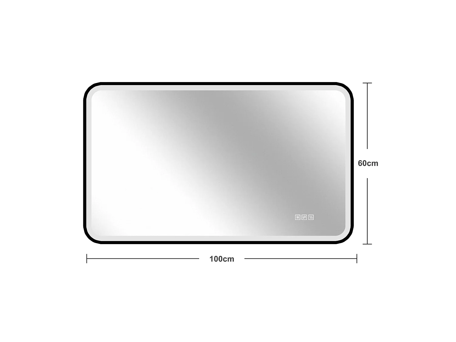 Miroir de salle de bain LED 60 × 100 cm avec cadre en aluminium noir - Antibuée et 3 teintes d'éclairage