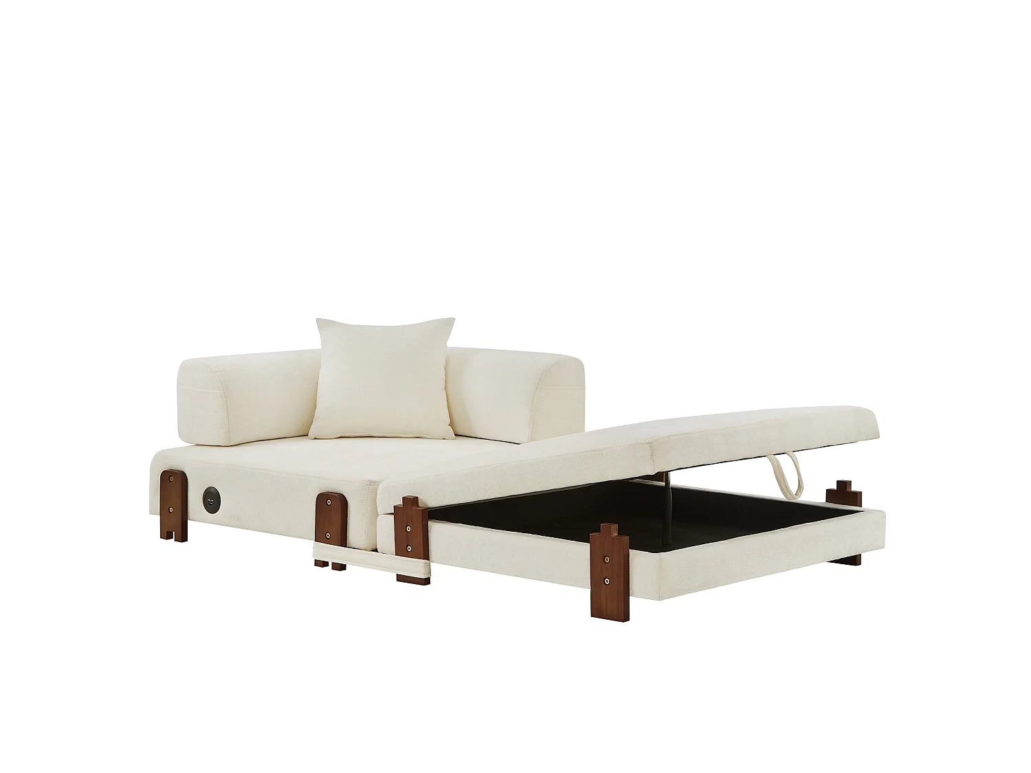 Canapé convertible pliant 2-en-1 avec USB, Type-C et rangement - Tissu beige