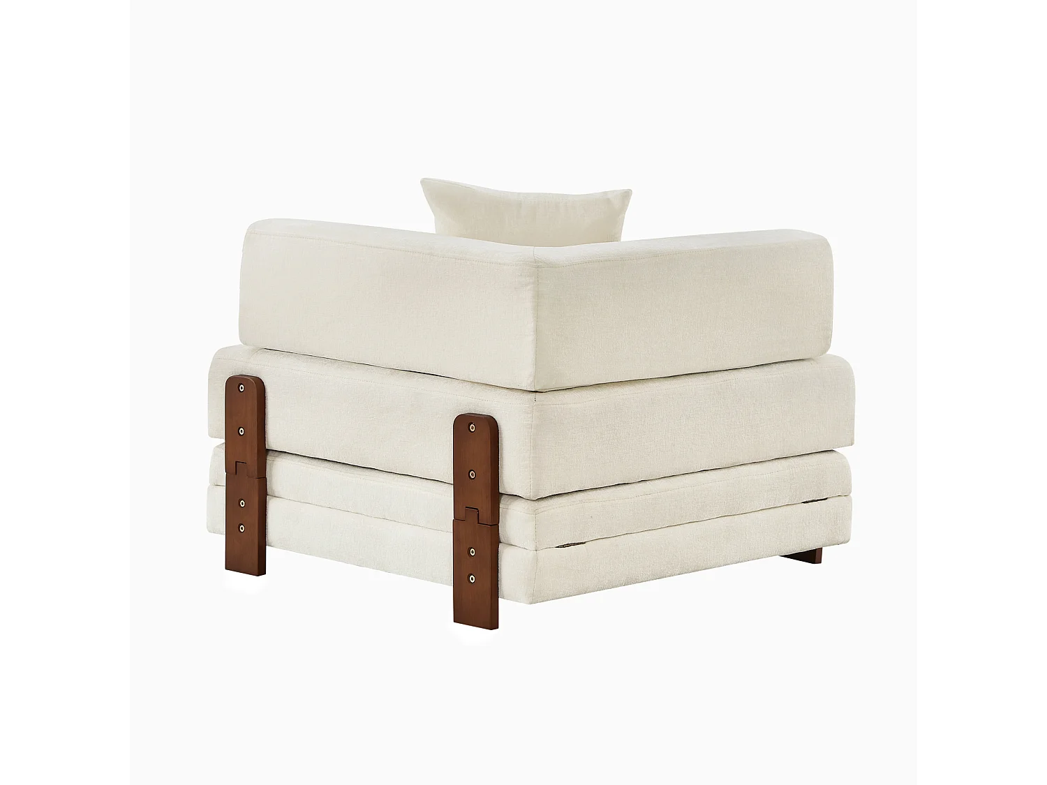 Canapé convertible pliant 2-en-1 avec USB, Type-C et rangement - Tissu beige