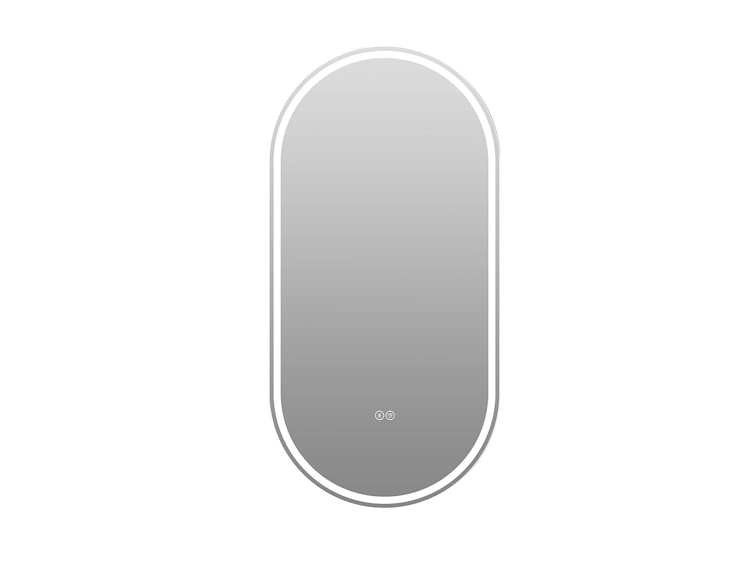 Miroir de salle de bain ovale 60 x 120 cm, avec écran tactile et fonction antibuée
