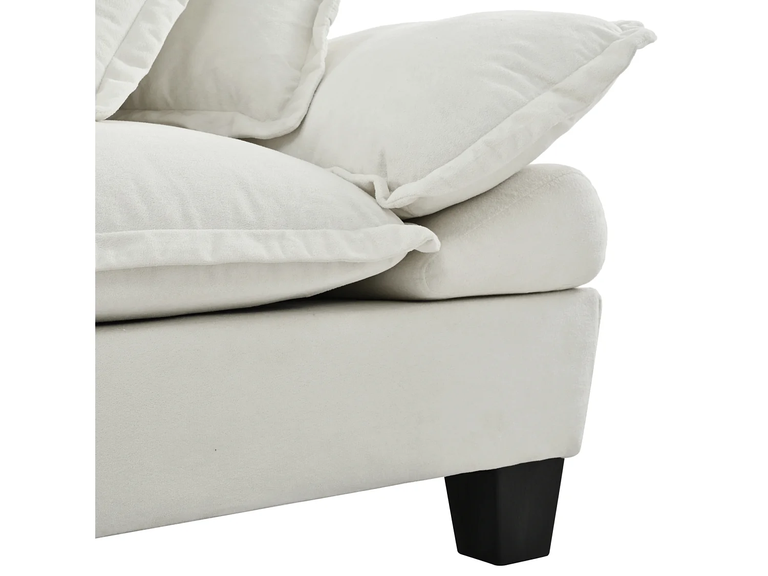 3-sits modulär chenillehörnsoffa med 2 fotpallar - Beige