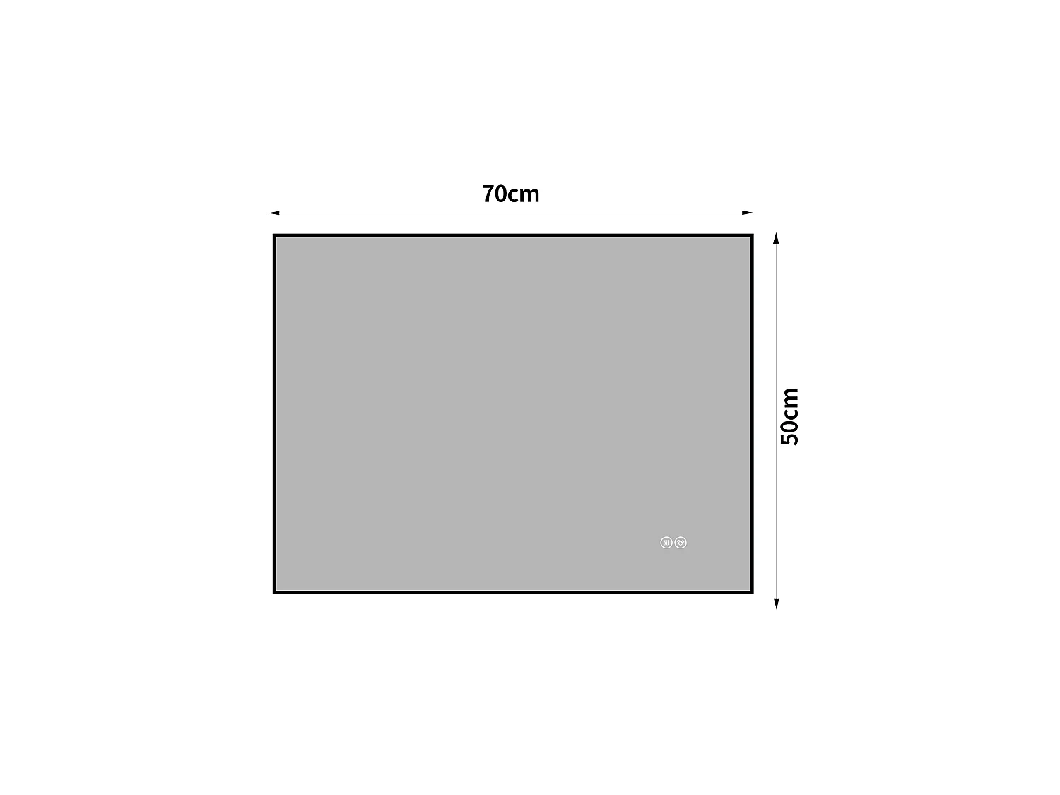 Miroir de salle de bain LED 50 x 70 cm avec cadre en aluminium, antibuée, 3 couleurs d'éclairage
