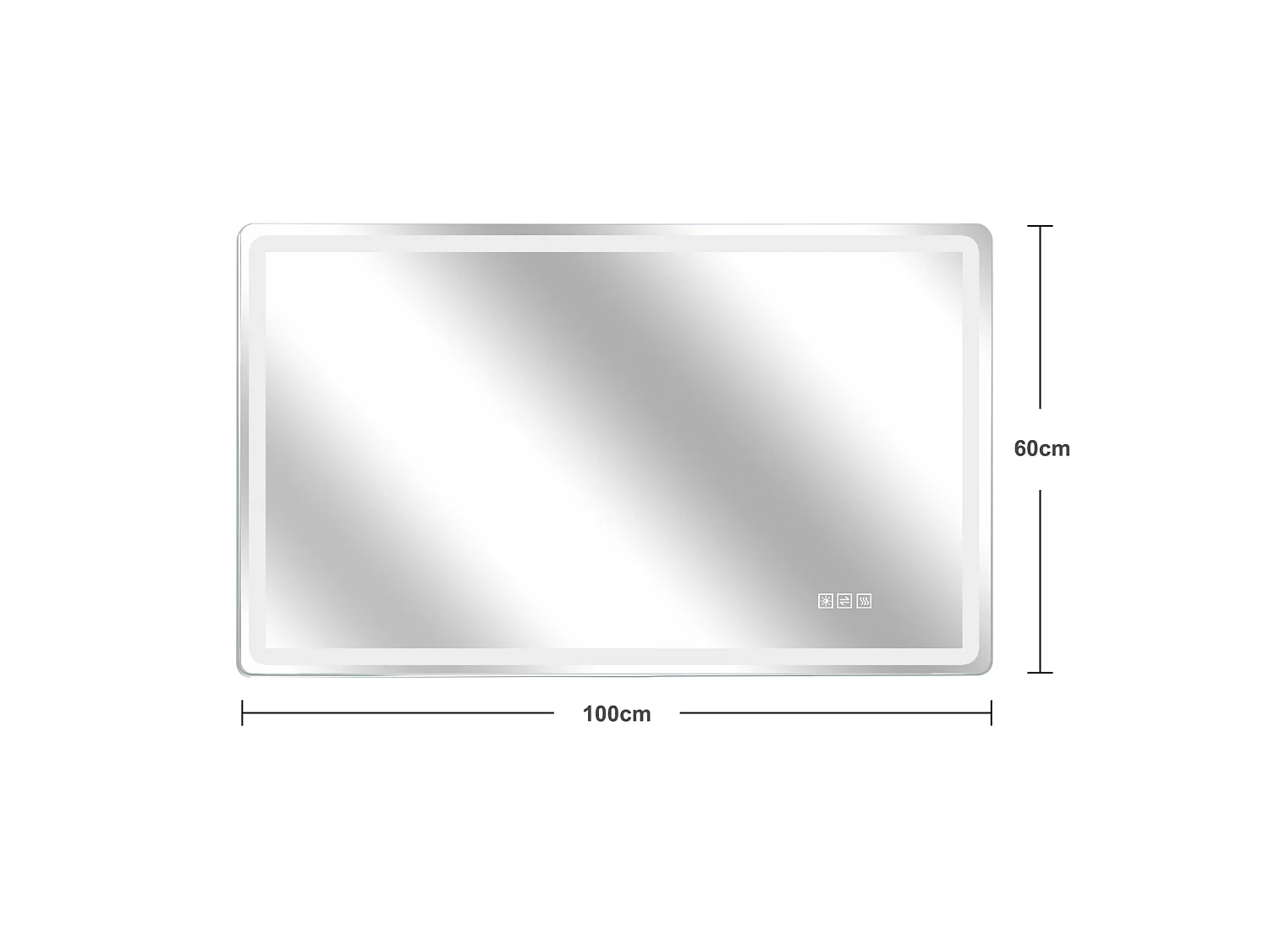 Miroir de salle de bain LED sans cadre 60 x 100 cm avec antibuée et 3 teintes d'éclairage