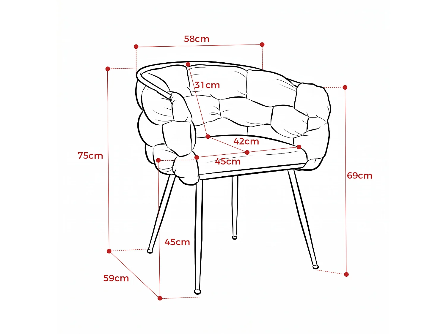 Chaise en velours beige avec cadre en métal doré - Pour chambre, salon, salle à manger