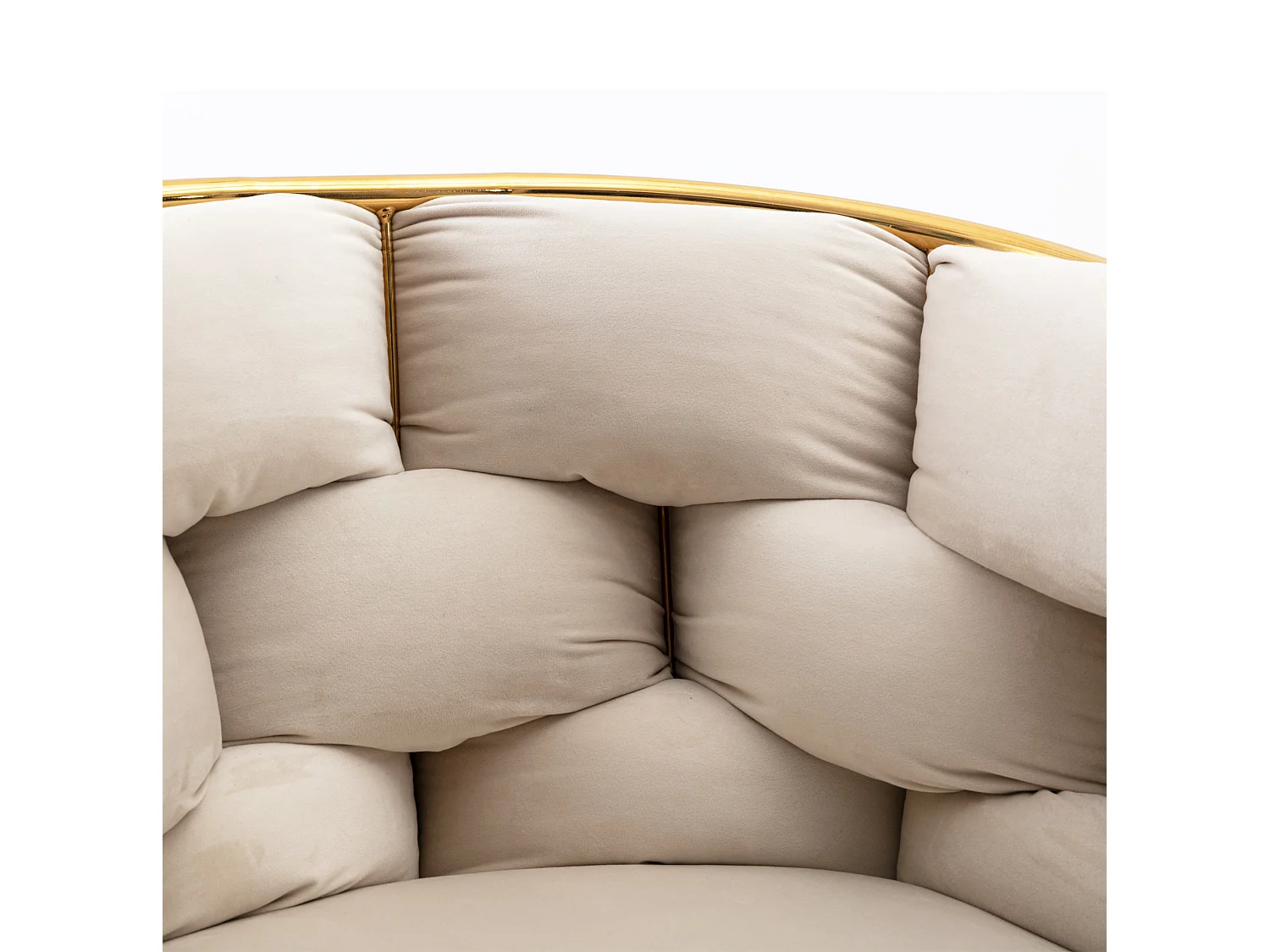 Chaise en velours beige avec cadre en métal doré - Pour chambre, salon, salle à manger