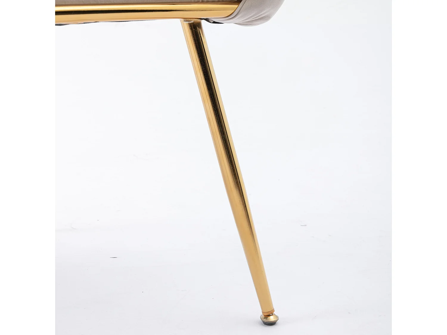 Chaise en velours beige avec cadre en métal doré - Pour chambre, salon, salle à manger