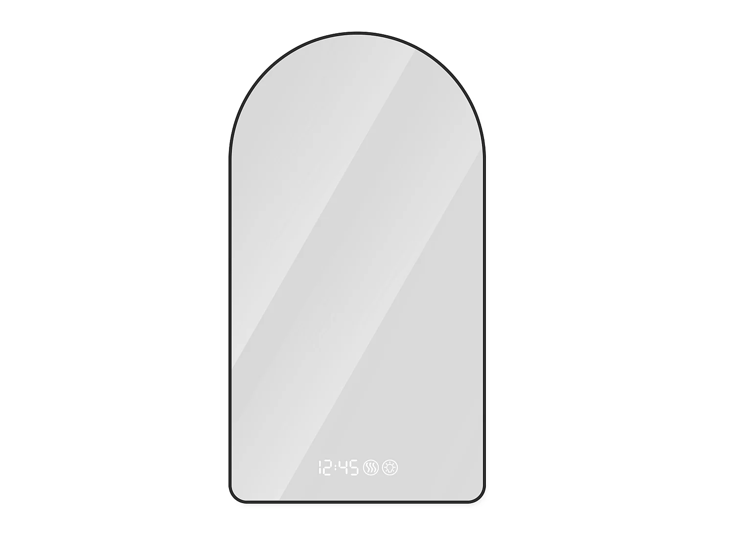 Miroir de salle de bain LED arqué 70 x 120 cm - Antibuée, intensité variable - Cadre noir