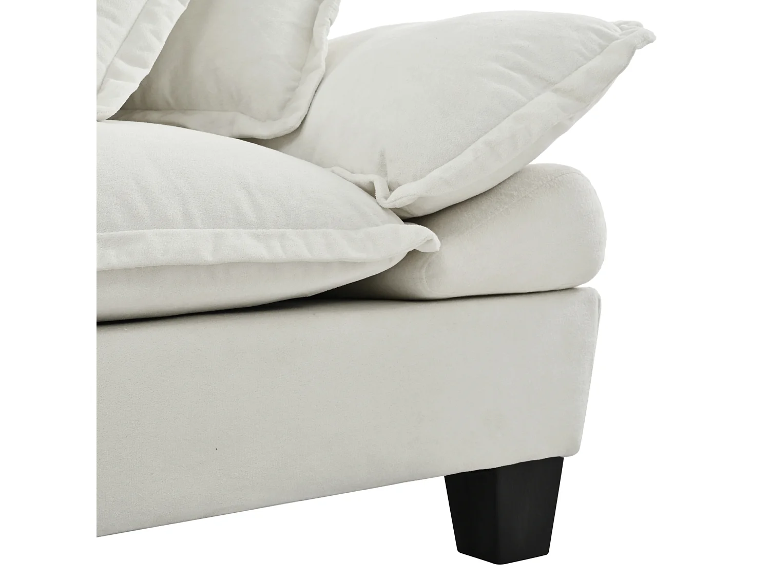 4-sits modulär chenillehörnsoffa med 2 fotpallar - Beige