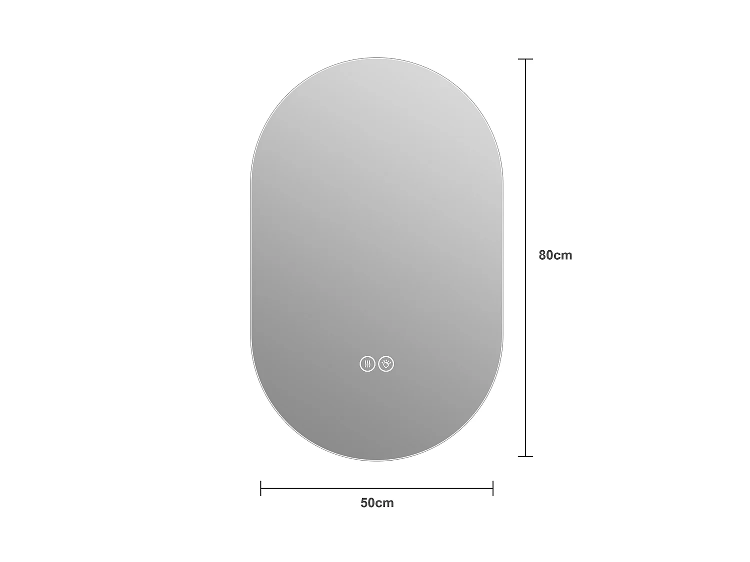 Miroir de salle de bain LED ovale 50 x 80 cm - Miroir sans cadre avec antibuée et variateur tactile