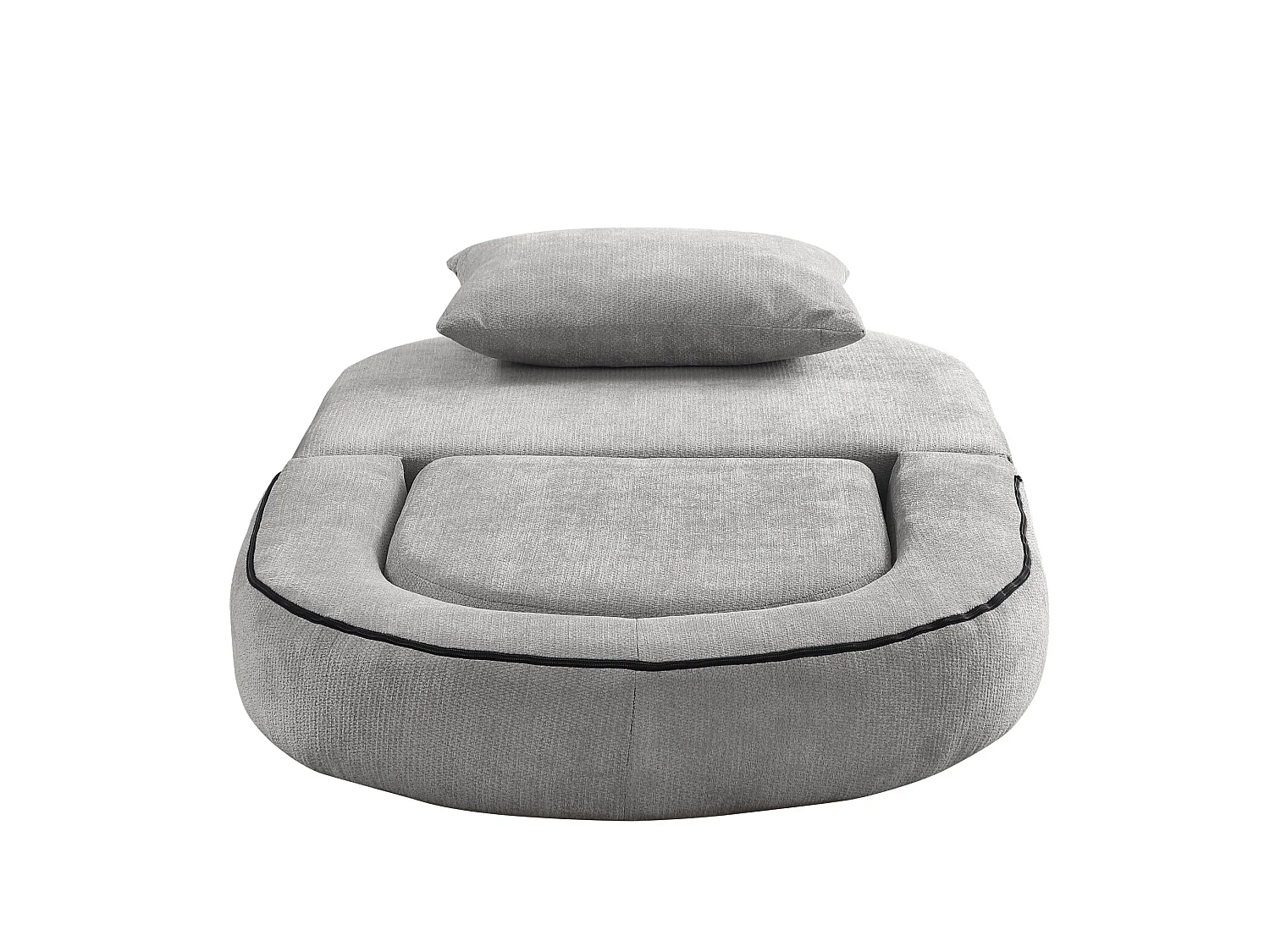 Sillón convertible en chenilla gris claro - Estilo minimalista, no requiere montaje