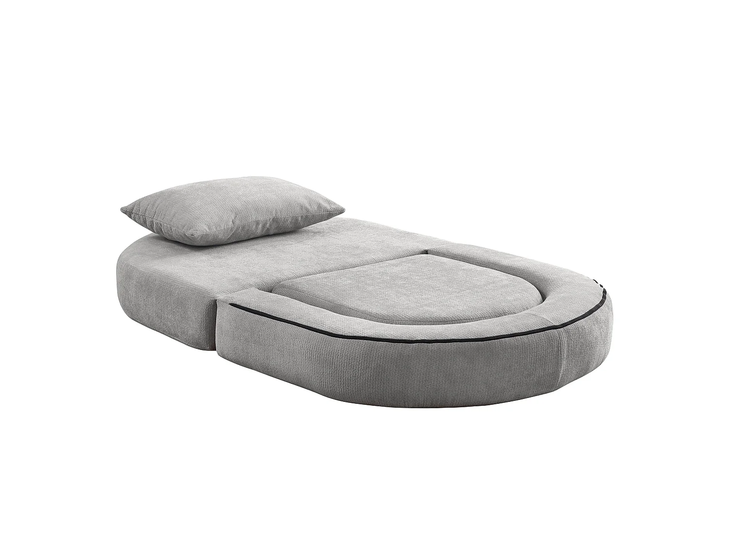 Sillón convertible en chenilla gris claro - Estilo minimalista, no requiere montaje