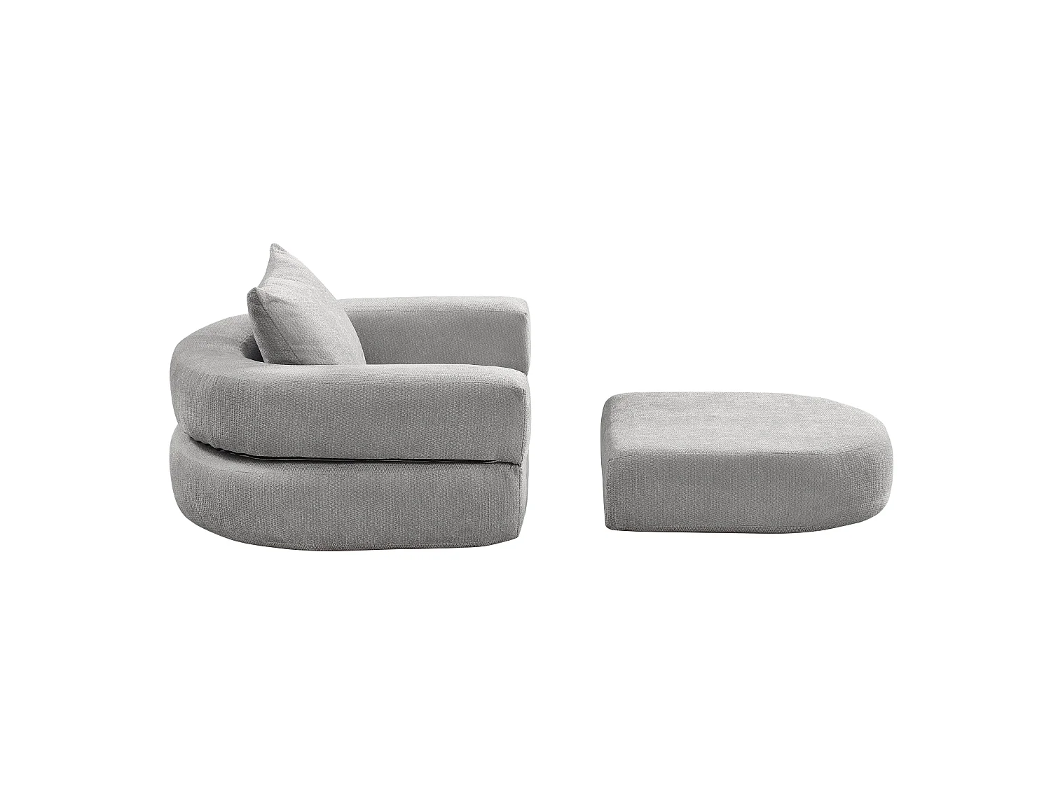 Sillón convertible en chenilla gris claro - Estilo minimalista, no requiere montaje