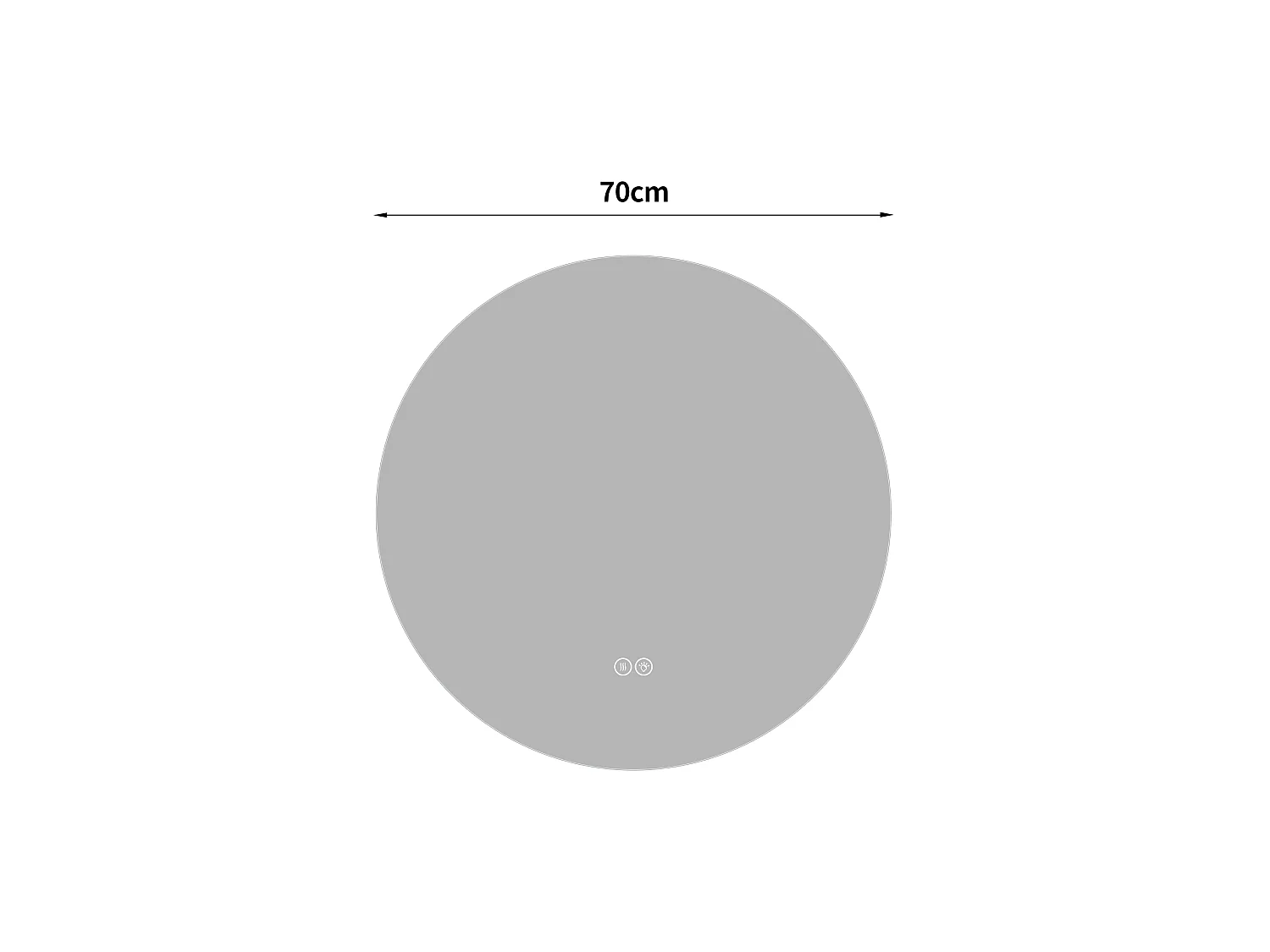 Miroir de salle de bain LED rond de 70 cm avec antibuée et 3 couleurs d'éclairage