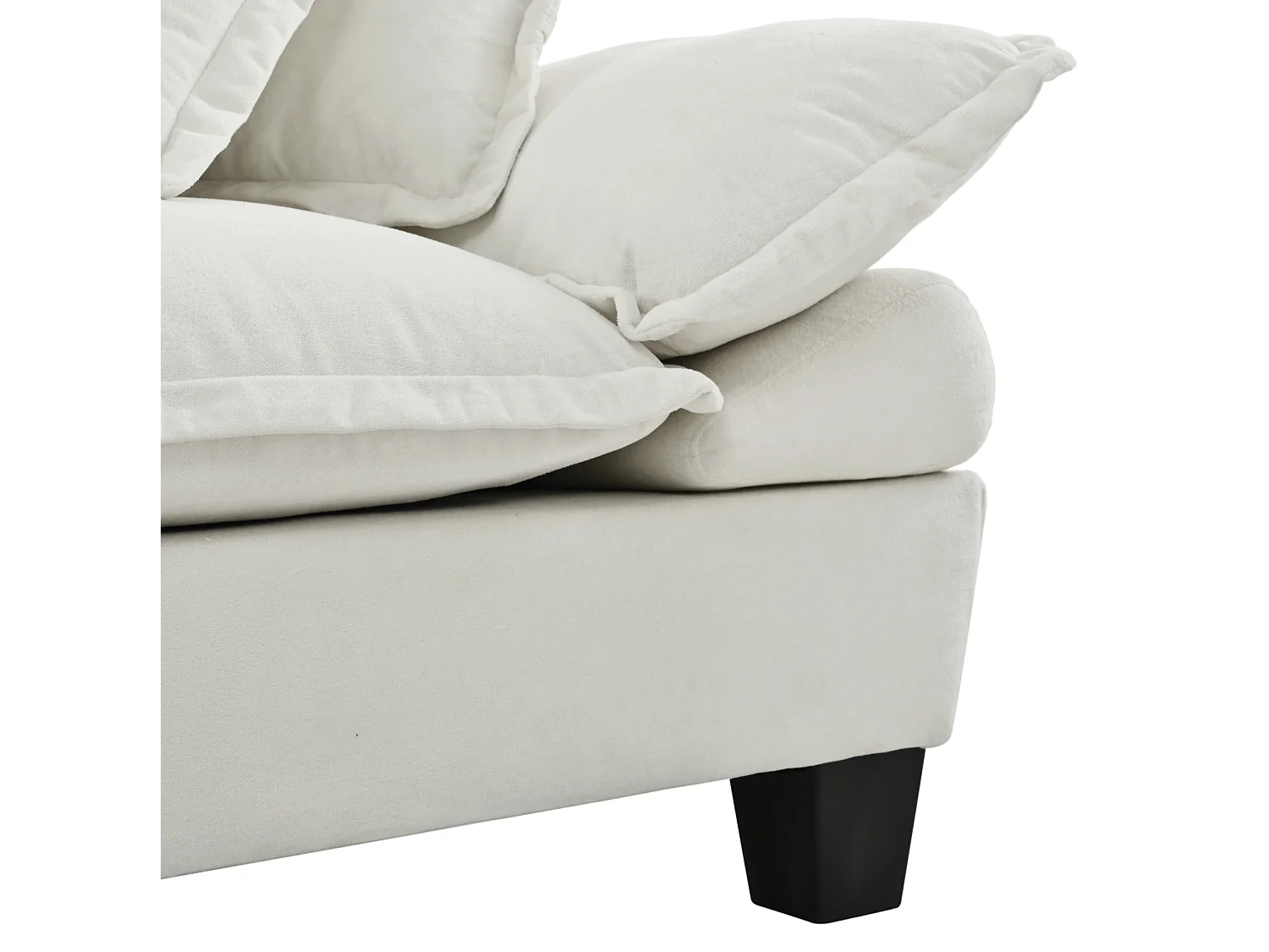 Beige chenille 2-sits modulsoffa med 2 puffar och 2 kuddar