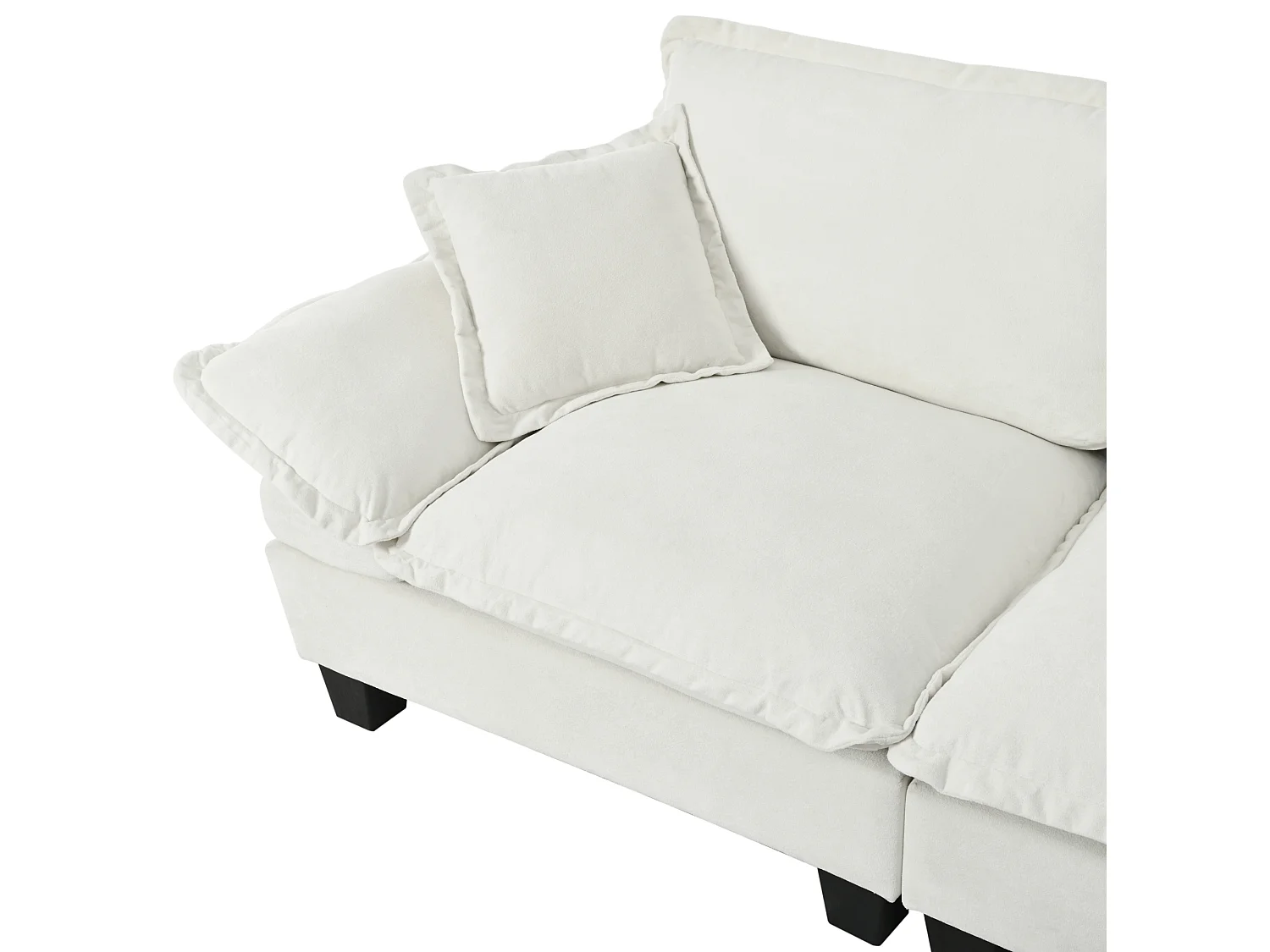 Beige chenille 2-sits modulsoffa med 2 puffar och 2 kuddar