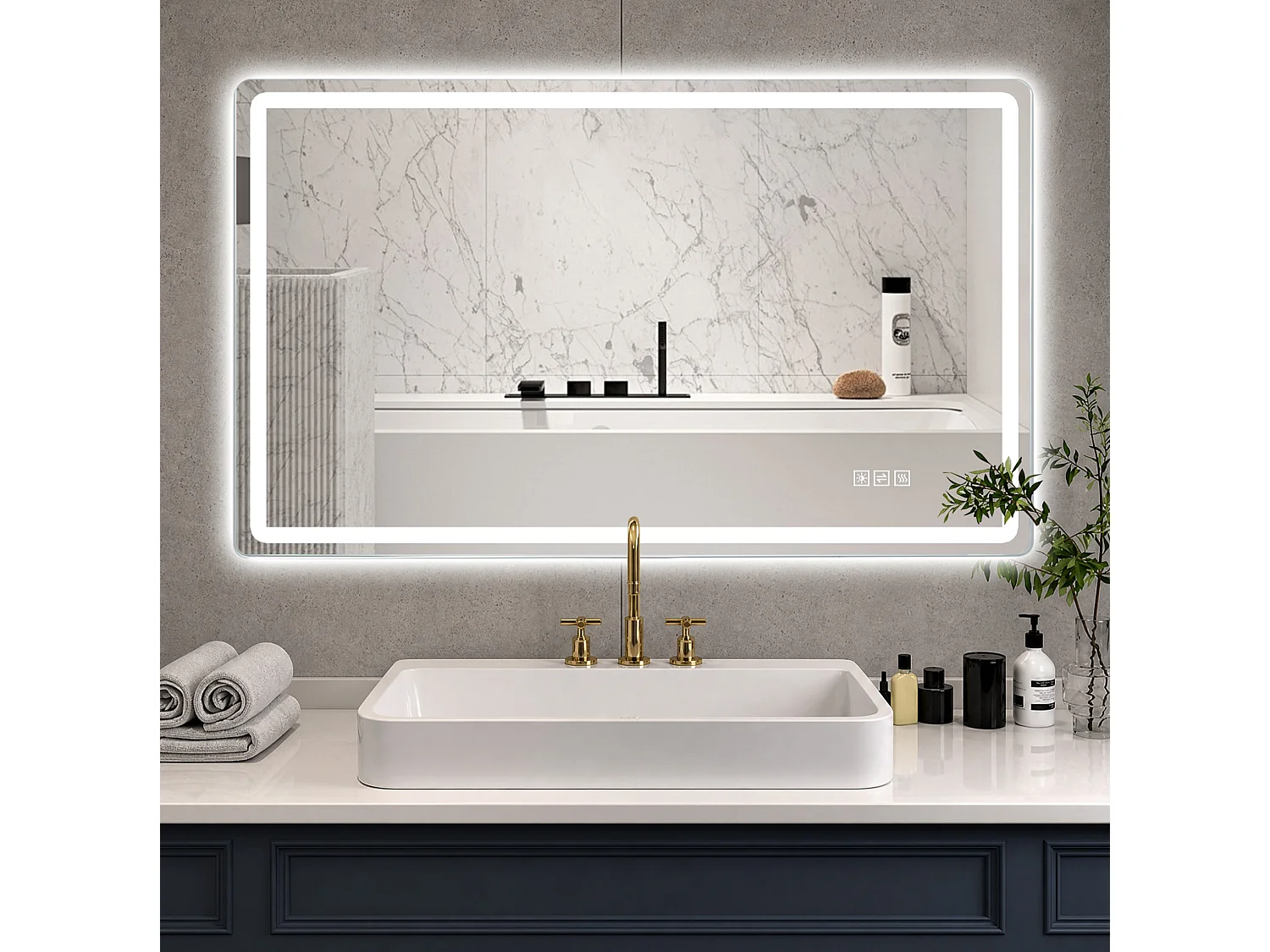 Miroir de salle de bain LED sans cadre 60 x 120 cm avec antibuée et 3 teintes d'éclairage