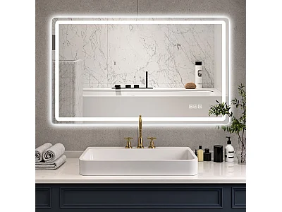 Miroir de salle de bain LED sans cadre 60 x 120 cm avec antibuée et 3 teintes d'éclairage