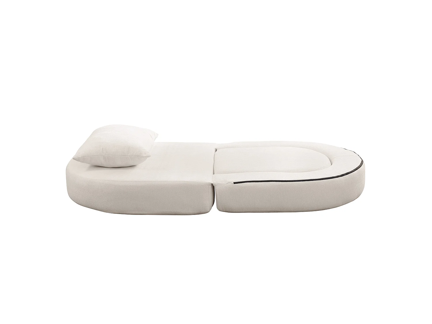 Sillón convertible en chenilla beige - Estilo minimalista, no requiere montaje