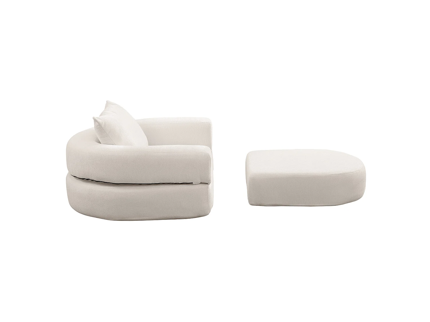 Sillón convertible en chenilla beige - Estilo minimalista, no requiere montaje