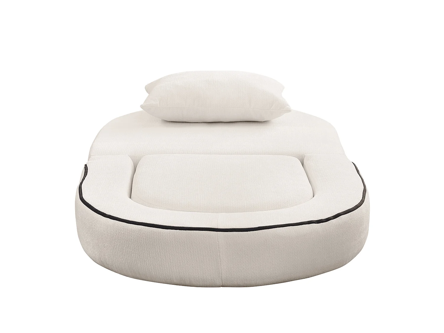 Sillón convertible en chenilla beige - Estilo minimalista, no requiere montaje