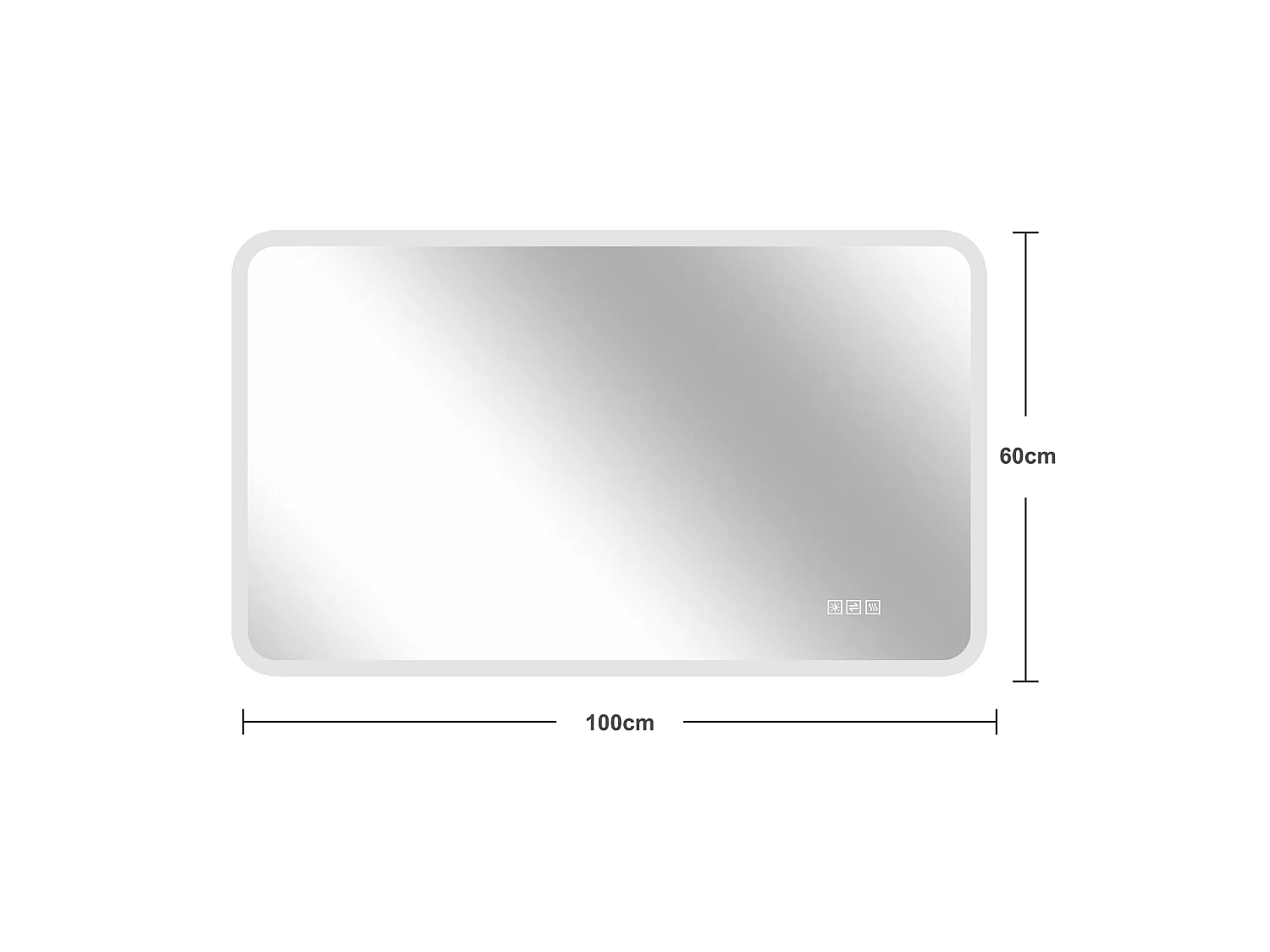 Miroir de salle de bain LED 60 × 100 cm avec bordure en verre dépoli - Antibuée et 3 couleurs d'éclairage