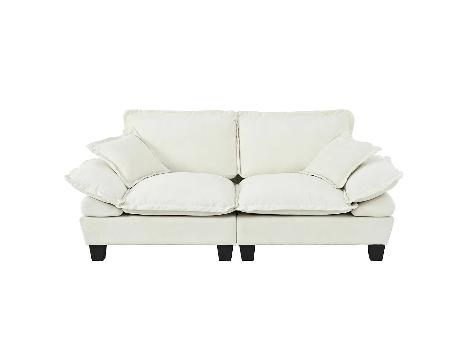 2-sits modulär chenillesoffa med 2 kuddar - Beige