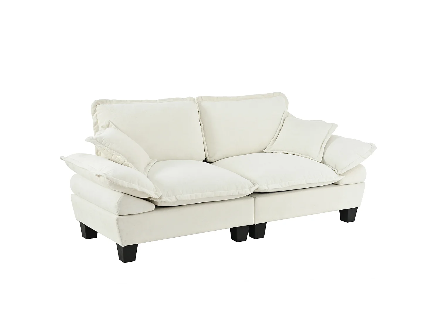 2-sits modulär chenillesoffa med 2 kuddar - Beige