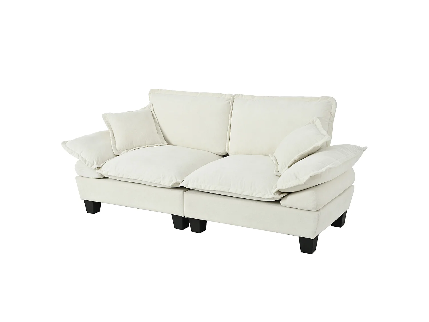 2-sits modulär chenillesoffa med 2 kuddar - Beige