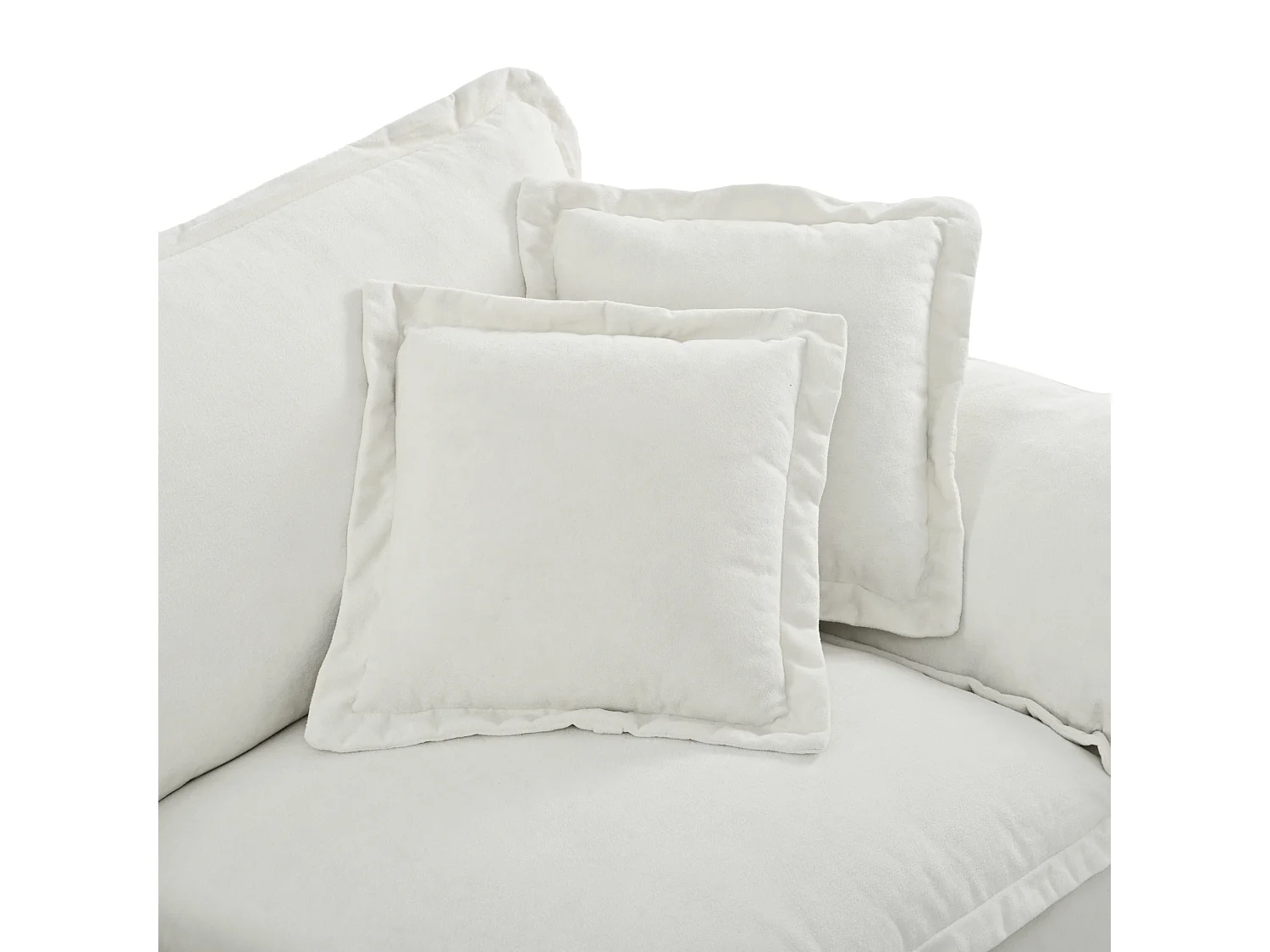 2-sits modulär chenillesoffa med 2 kuddar - Beige