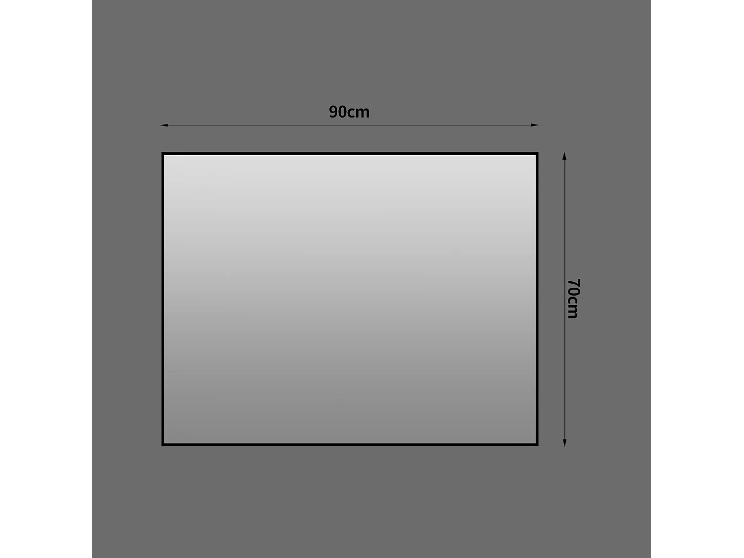 70 x 90 cm badrumsspegel med svart aluminiumram – För badrum, hall och omklädningsrum