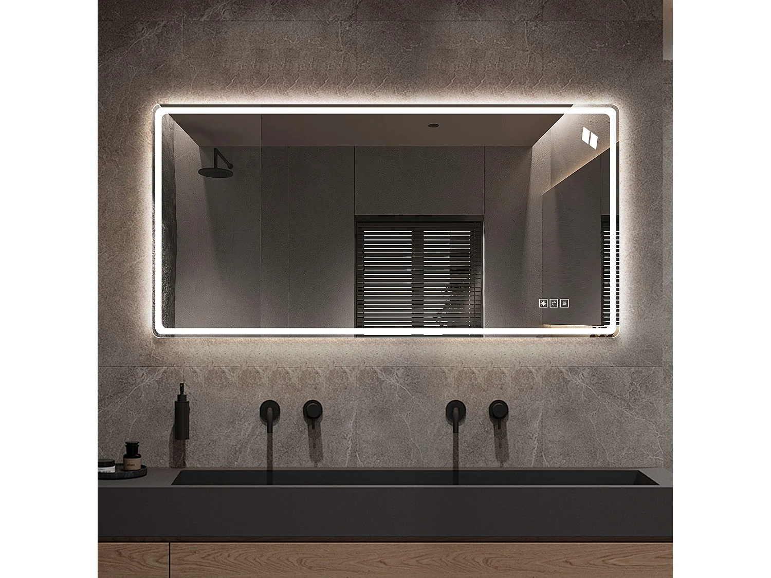 Miroir de salle de bain LED 60 × 120 cm sans cadre - Miroir mural avec tactile à intensité variable et antibuée