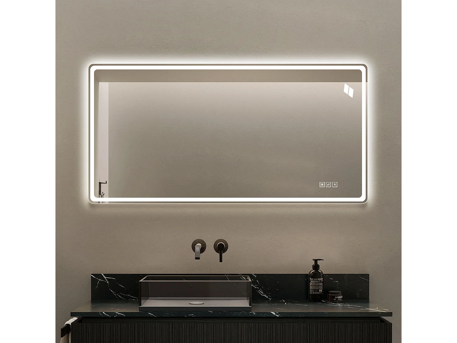 Miroir de salle de bain LED 60 × 120 cm sans cadre - Miroir mural avec tactile à intensité variable et antibuée