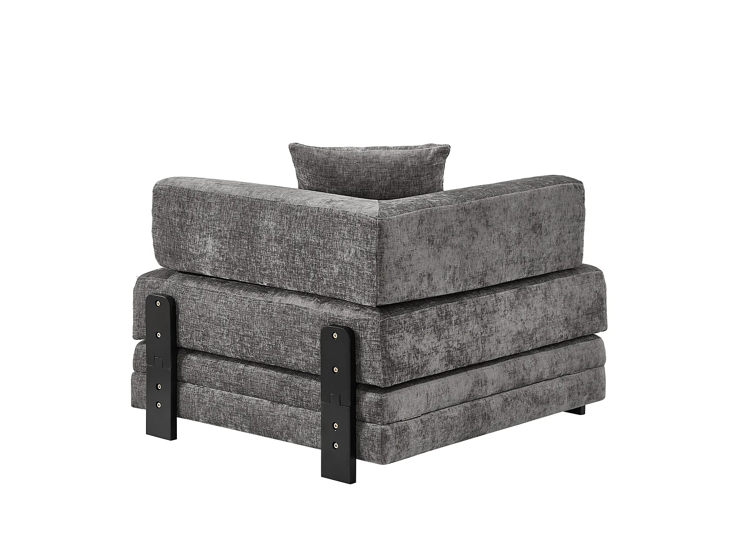 Canapé convertible pliant 2-en-1 avec USB, Type-C et rangement - Tissu gris foncé