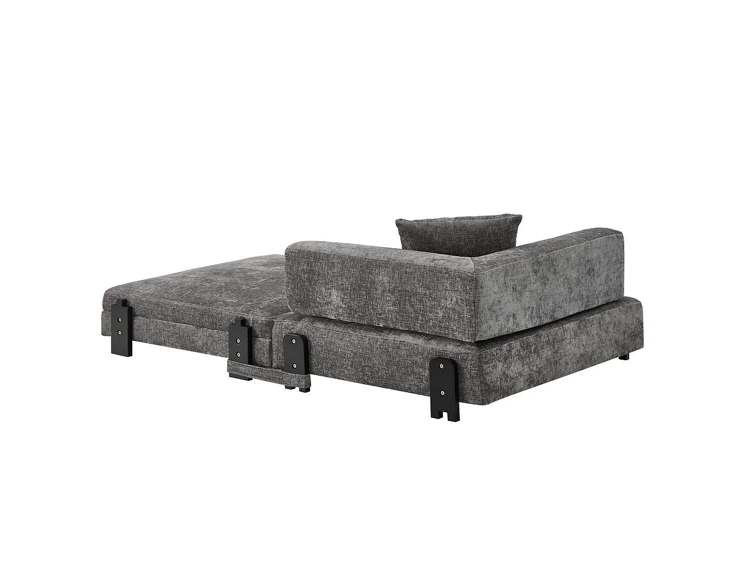 Canapé convertible pliant 2-en-1 avec USB, Type-C et rangement - Tissu gris foncé