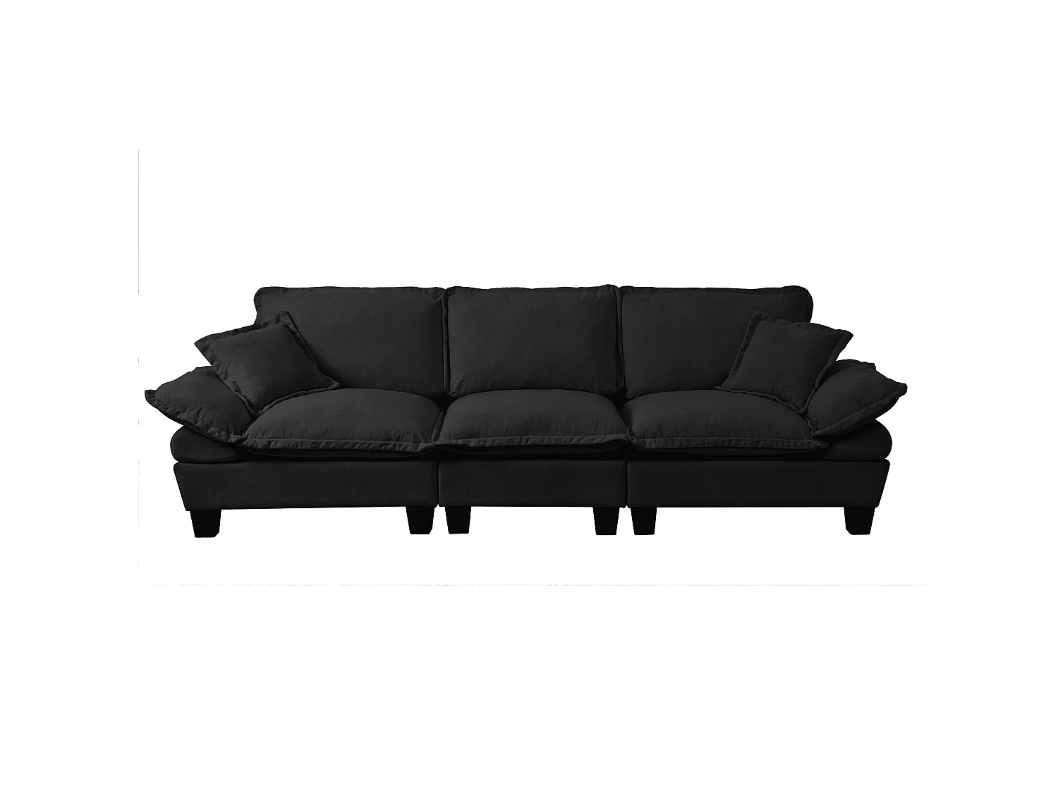 Canapé modulable 3 places 264 cm en chenille avec accoudoirs courbés - Noir