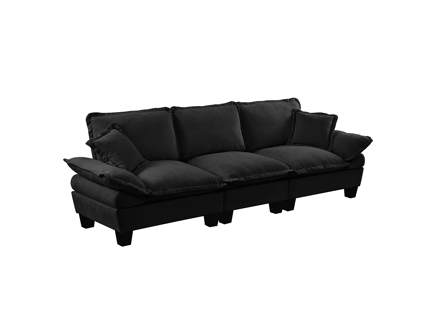 Canapé modulable 3 places 264 cm en chenille avec accoudoirs courbés - Noir