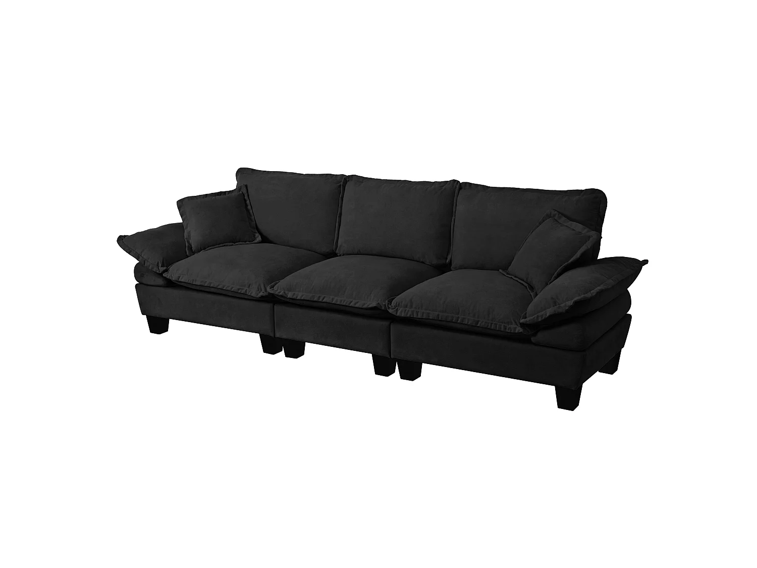 Canapé modulable 3 places 264 cm en chenille avec accoudoirs courbés - Noir