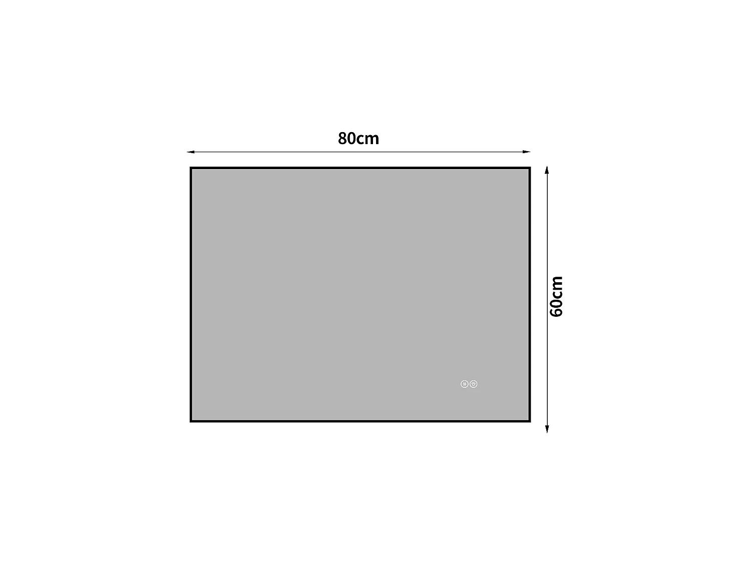 Miroir de salle de bain LED 60 x 80 cm avec cadre en aluminium, antibuée, 3 couleurs d'éclairage