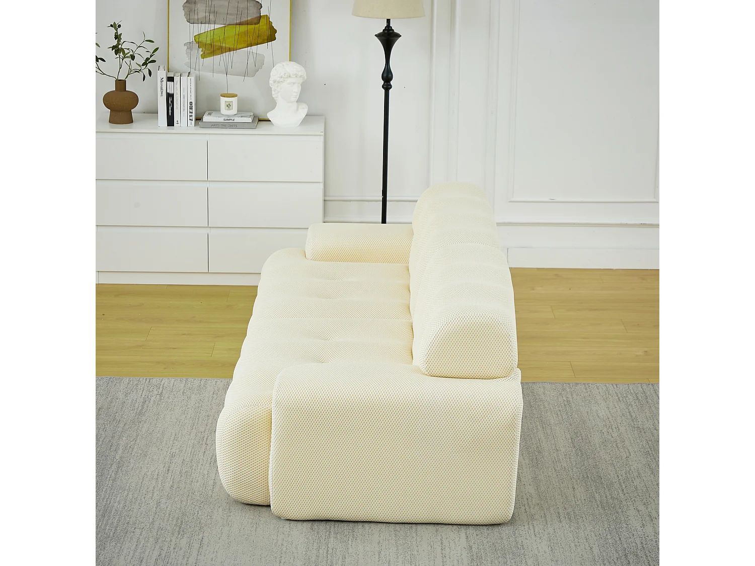 Modulär 2-sits tygsoffa (komprimerad) - Ingen montering krävs - Beige