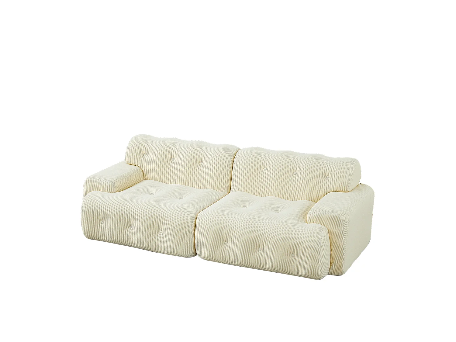Modulär 2-sits tygsoffa (komprimerad) - Ingen montering krävs - Beige