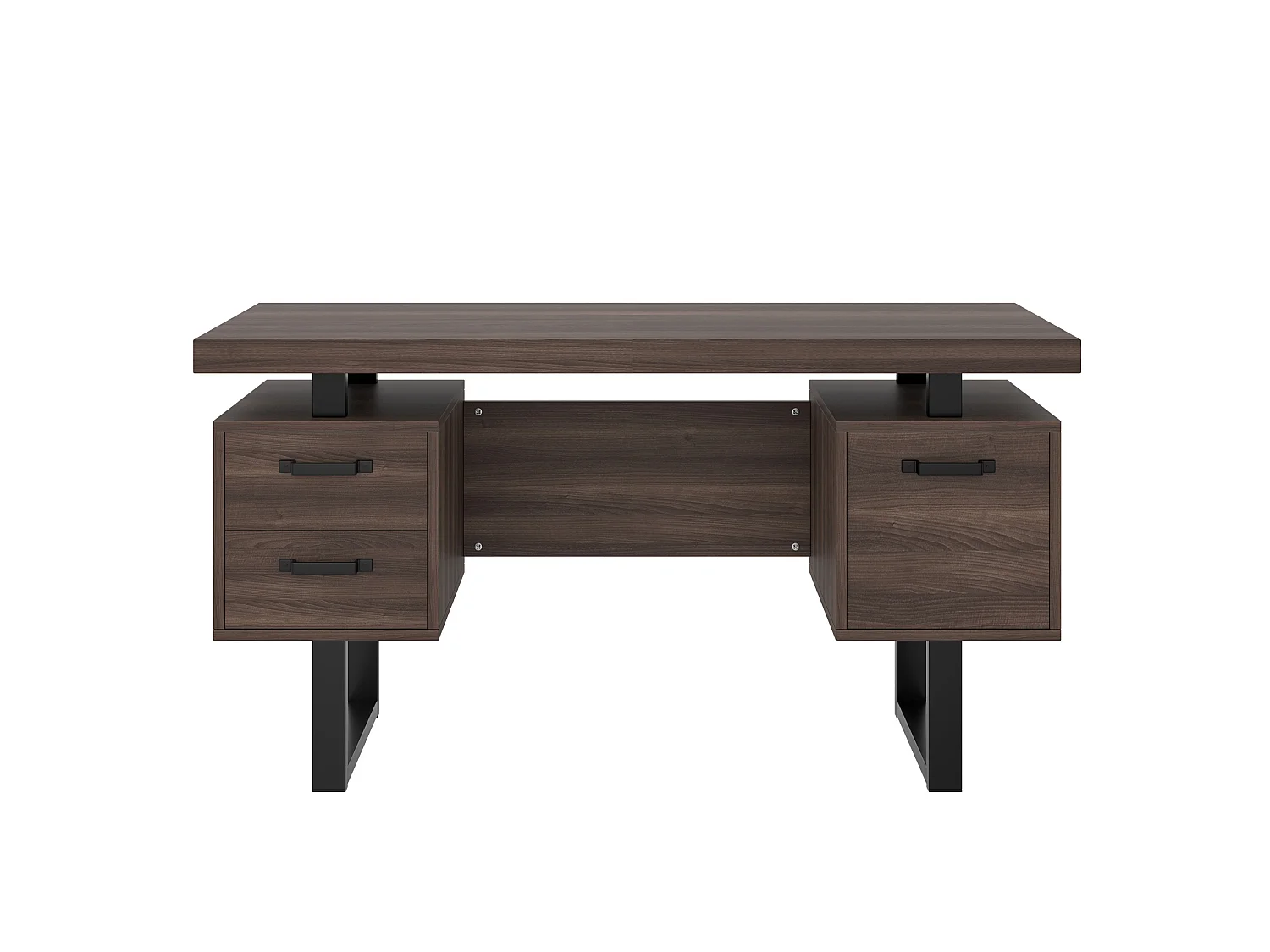 Bureau van bruin en zwart MDF en metaal (135 x 54 cm) met 3 lades