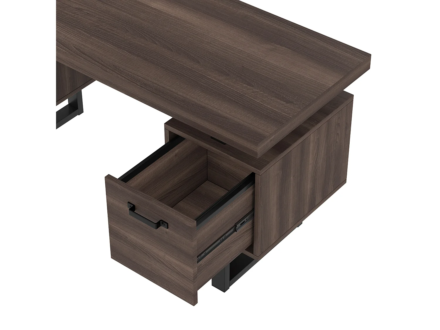 Bureau van bruin en zwart MDF en metaal (135 x 54 cm) met 3 lades