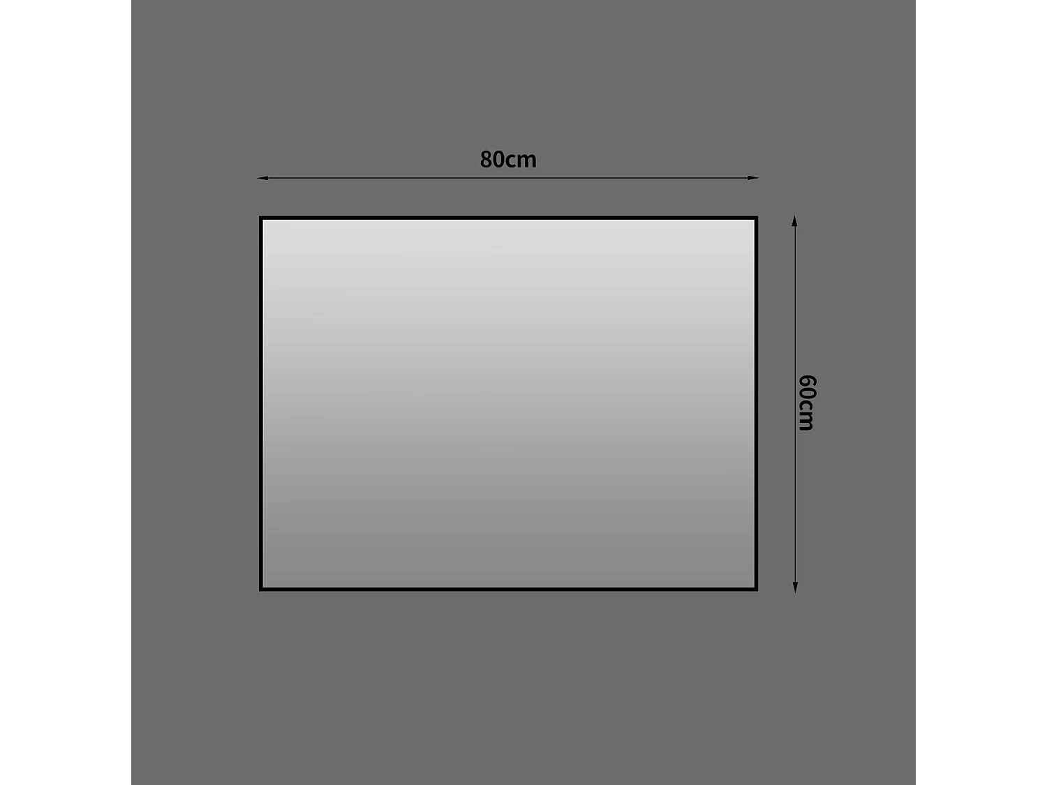 60 x 80 cm badrumsspegel med svart aluminiumram – För badrum, hall och omklädningsrum