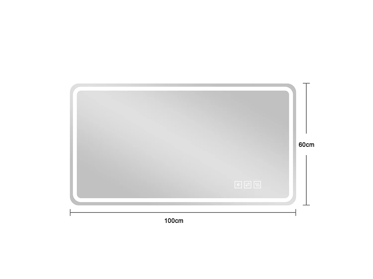 Miroir de salle de bain LED sans cadre 60 x 100 cm – Antibuée et intensité variable